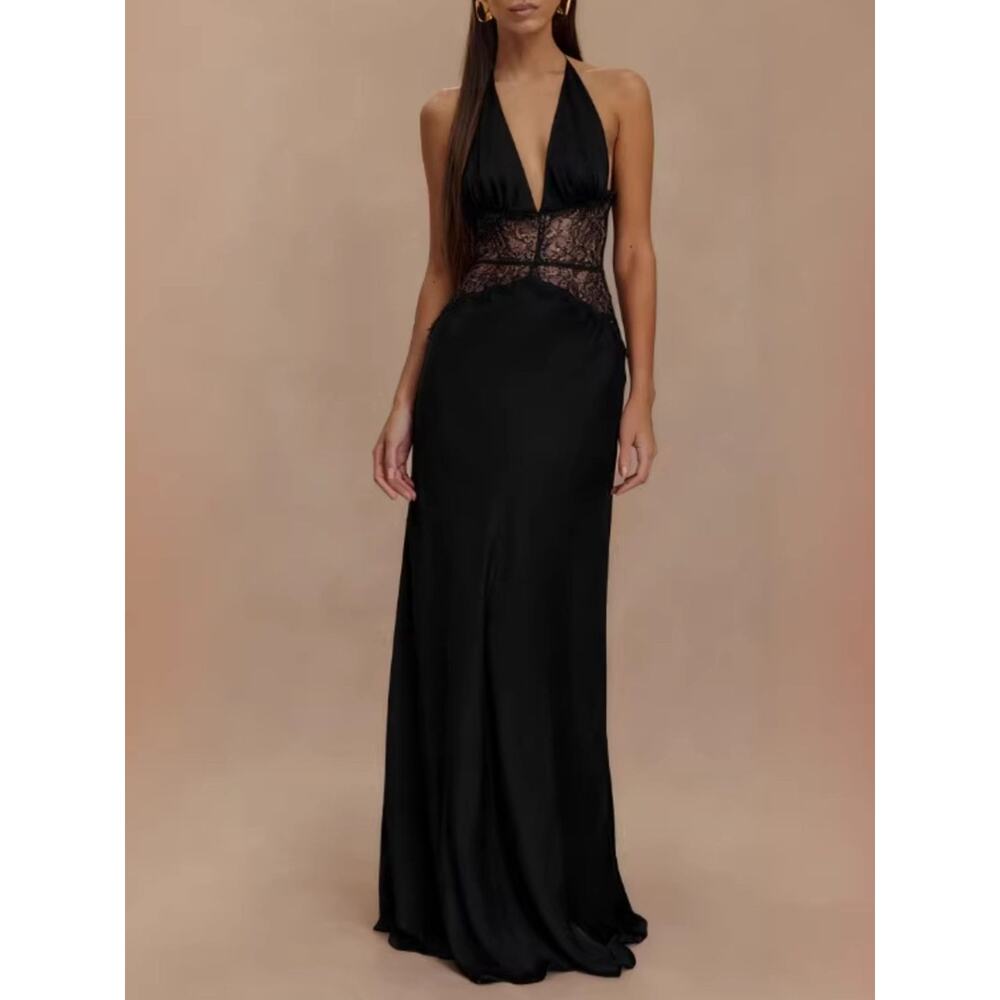 Halter Neck Lace Trimmed Maxi Dress - Picture 9 of 15